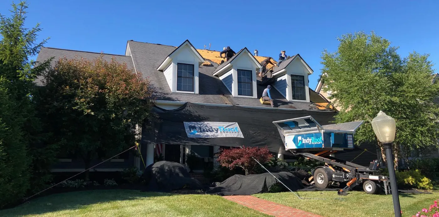 Storm damage documentation on a Cambridge City commercial building